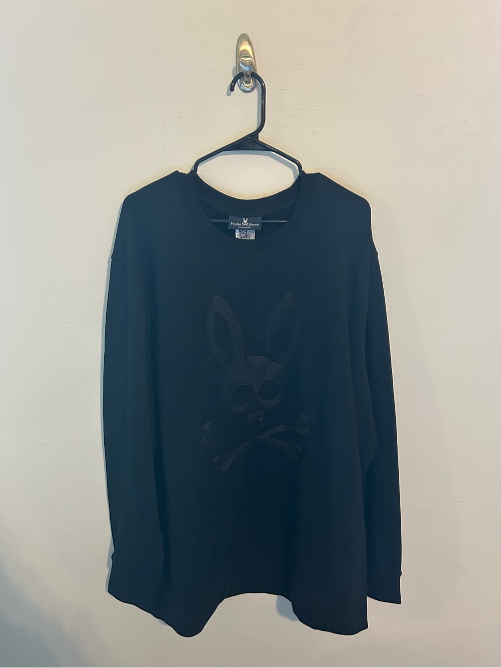 Psycho Bunny Black Crewneck Sweatshirt with Subtle Bunny Skull Motif